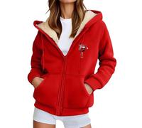 Pull Noel Femme De Noël Manches Longues Lumineux Zip Up Pulls, Gilets Et Sweats Tenue Moche Famille Sweatshirt Hiver Drole Automne Sportswear Veste Polaire Chaude Pulls Renne Sweat Pour Vêtements,XL