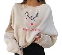 Pull Noel Femme Drole Pull Noël Famille Sweet sans Capuche, Col Rond Pullover Imprimé Manches Longues Ugly Christmas Jumper Chemisier Shirt Christmas Sweatshirts pour Femmes Adapté en Cadeaux