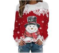 Pull Noel Femme Drole Pull Polaire Hiver Chaud Sweat Polaire, Éléments De Christmas Imprimé De Façon Excentrique Col Rond Manches Longues Décontracté Sweatshirt Doux Et Confortable Pullover