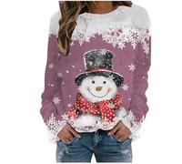 Pull Noel Femme,Drole Sweat Noël,Pull Moche De Noel,Pulls Famille Sweat-Shirt Noël à Manches Longues et imprimé,Oversize col Rond Hiver Chaud Polaire Merry Christmas Sweatshirt