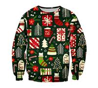 Pull Noel Femme Homme Pull Père Noël Femme Pull Sweat Moche de Noel Drole Femme Funny Ugly Merry Christmas Sweatshirt Sweat Renne Noël Femme Pullover Sweat-Shirt Noël Xmas Pull Personnalisé Cerf XL