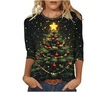 Pull Noel Femme Imprimé Sweat de Noel Sweatshirts Pulls Moche De Noël Hauts Chandail Automne Hiver Sweater Ample Sweater Christmas Funny Pullover Tops Tee-Shirt Femmes Cadeau Vêtements