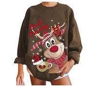 Pull Noel Femme Lumineux - Noel Sweat Shirt pour Femme Christmas Sweat Sport Hoodie Nouveau Sweatshirt Pull Oversize Femme Pull de Noel Automne Hiver