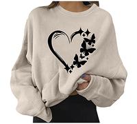 Pull Noël Femme Manches Longues Col Rond Sweat Femme Imprimé Kawaii Sweatshirt Ado Fille Femme Christmas Mode Collège Style Chic et Élégante Haut Tops Pullover Grande Taille Automne Hiver