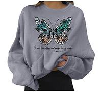 Pull Noël Femme Manches Longues Col Rond Sweat Femme Imprimé Kawaii Sweatshirt Ado Fille Femme Christmas Mode Collège Style Chic et Élégante Haut Tops Pullover Grande Taille Automne Hiver