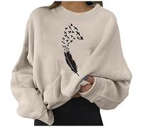 Pull Noël Femme Manches Longues Col Rond Sweat Femme Imprimé Kawaii Sweatshirt Ado Fille Femme Christmas Mode Collège Style Chic et Élégante Haut Tops Pullover Grande Taille Automne Hiver