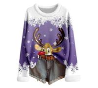 Pull Noel Femme Moche - Pull d'hiver féminin en Tricot Fair Isle Confortable à Manches Longues et col Rond avec Motif Festif pour élégant et décontracté