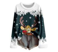 Pull Noel Femme Moche - Pull d'hiver féminin en Tricot Fair Isle Confortable à Manches Longues et col Rond avec Motif Festif pour élégant et décontracté