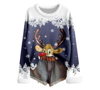 Pull Noel Femme Moche - Pull d'hiver féminin en Tricot Fair Isle Confortable à Manches Longues et col Rond avec Motif Festif pour élégant et décontracté