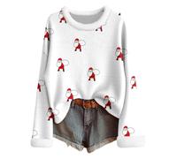 Pull Noel Femme Moche - Pull féminin en Tricot Fair Isle Motif Flocons de Neige col du Cou Manches Longues Tunique Polaire Douce Design Thermique Hiver Confortable Tenue décontractée pour Vacances