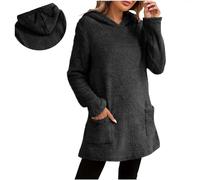 Pull Noël Femme Polaire Chaud Mignon Oreilles Chat, Capuche Sherpa Laine Thermique Vert armée, décontracté Duveteux entraînement