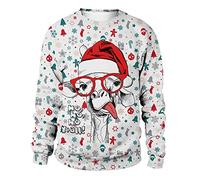 Pull Noel Femme Pull de Noël Homme Chat Sweat Ugly Pull Renne Moche de Noel Femme Drole Pullover Sweat-Shirt Noel Pull Père Christmas Sweatshirt Pulls Cerf Fantaisie Personnalisé Rigolo Hiver Drôle L