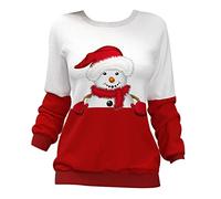 Pull Noel Femme Pull Père Noël Femme Pull Sweat Moche de Noel Drole Femme Funny Ugly Merry Christmas Sweatshirt Sweat Noël Femme Grande Taille Pullover Noël Personnalisé Bonhomme de Neige Rouge XXL
