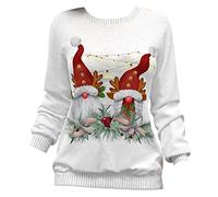 Pull Noel Femme Pull Père Noël Femme Pull Sweat Moche de Noel Drole Femme Funny Ugly Merry Christmas Sweatshirt Sweat Noël Femme Grande Taille Pullover Noël Personnalisé Bonhomme de Neige Blanc L