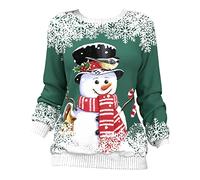 Pull Noel Femme Pull Père Noël Femme Pull Sweat Moche de Noel Drole Femme Funny Ugly Merry Christmas Sweatshirt Sweat Noël Femme Grande Taille Pullover Noël Personnalisé Bonhomme de Neige Vert 5XL