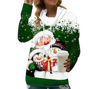 Pull Noel Femme Pull Père Noël Femme Pull Sweat Moche de Noel Drole Femme Ugly Christmas Sweatshirt Hoodie Sweat Noël Femme Grande Taille Pullover Sweat-Shirt Noël Pulls Ado Personnalisé Vert 3XL