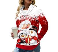 Pull Noel Femme Pull Père Noël Femme Pull Sweat Moche de Noel Drole Femme Ugly Christmas Sweatshirt Hoodie Sweat Noël Femme Grande Taille Pullover Sweat-Shirt Noël Pulls Ado Personnalisé Rouge 5XL