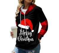 Pull Noel Femme Pull Père Noël Femme Pull Sweat Moche de Noel Drole Femme Ugly Merry Christmas Sweatshirt Hoodie Sweat Noël Femme Grande Taille Pullover Sweat-Shirt Noël Pulls Ado Personnalisé Noir M