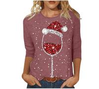 Pull Noël Femme Rigolo Sweat Hiver Drôle et Moche Polaire Chaud Drole Noël Pull Manches 3/4 Ugly Sweat Oversize col Rond Hiver Chaud Polaire Merry Christmas Sweatshirt