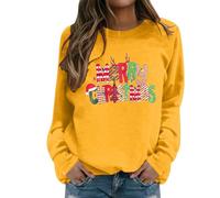 Pull Noel Femme Sweat Noël Sweat-Shirt Coton Sweatshirt De pour Moche Mochi Ugly Famille Grande Taille Christmas Sportswear Original Plaid Haut