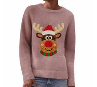 Pull Noel Femme Tricoté- Pull Hiver PèRe NoëL Col Rond Manches Longues Sweater Chic Et éLéGante Chaud Automne Et Hiver Pullover Casual Doux Confortable Merry Christmas Quotidien Chandail