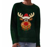 Pull Noel Femme Tricoté- Pull Hiver PèRe NoëL Col Rond Manches Longues Sweater Chic Et éLéGante Chaud Automne Et Hiver Pullover Casual Doux Confortable Merry Christmas Quotidien Chandail