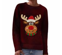 Pull Noel Femme Tricoté- Pull Hiver PèRe NoëL Col Rond Manches Longues Sweater Chic Et éLéGante Chaud Automne Et Hiver Pullover Casual Doux Confortable Merry Christmas Quotidien Chandail