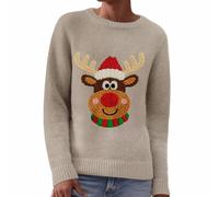 Pull Noel Femme Tricoté- Pull Hiver PèRe NoëL Col Rond Manches Longues Sweater Chic Et éLéGante Chaud Automne Et Hiver Pullover Casual Doux Confortable Merry Christmas Quotidien Chandail