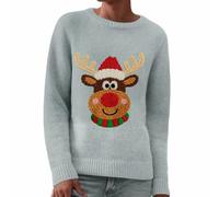 Pull Noel Femme Tricoté- Pull Hiver PèRe NoëL Col Rond Manches Longues Sweater Chic Et éLéGante Chaud Automne Et Hiver Pullover Casual Doux Confortable Merry Christmas Quotidien Chandail