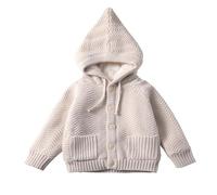 Pull NoëL Fille 8 Ans,Cardigan à Capuche pour BéBé GarçOn Pull en Tricot Torsadé avec Fermeture à Bouton Veste DoubléE en Polaire VêTements D'ExtéRieur Manteau d'hiver