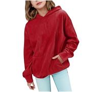 Pull NoëL Fille 8 Ans,Sweat à Capuche en Velours côtelé pour Filles - Vêtement d’extérieur quotidienAllure décontractée et Doux| conviennent pour l’école et Les activités (Red, 4-5 Years)