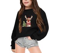 Pull Noel Garcon 10 Ans, Pull'de Famille Sweatshirt Hiver Chaud Longue Manches Tops Christmas sans Chapeau Jumpers À Longues Funny Noël Imprimé Pull-Over Sweater Tricot Garçons Fille Enfant Col Rond