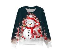 Pull Noel Garcon 10 Ans, Sweat Enfant Christmas Jumpers À Manches Longues Funny Noël Imprimé sans Chapeau Sweatshirt Hiver Chaud Longue Tops Blouses Pullover Automne Top pour Adolescentes Et Filles