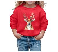 Pull Noel Garcon 10 Ans, Sweat Famille Blouses Pullover Automne Hiver Top pour Adolescentes Et Filles sans Chapeau Christmas Jumpers À Manches Longues Funny Noël Imprimé Sweatshirt Chaud Longue Tops
