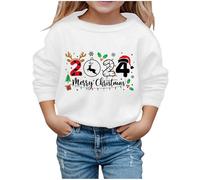 Pull Noel Garcon 8 Ans, Sweat Pull-Over Sweater Tricot Garçons Fille Enfant Col Rond Manches Longues sans Chapeau Femme Imprimé Kawaii Sweatshirt Ado Sweat-Shirt Pulls De Noël Familles Christmas