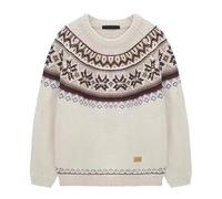 Pull Noel Homme Chaud- Pull Hiver Manches Longues Col Rond Sweater Chic Et Élégants Décontracté Vintage Coupe Ample Noël Pullover Classiques Tempérament Jacquard Chandail pour Extérieur Fête