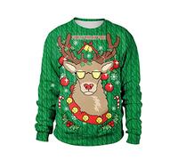 Pull Noël Homme Drôle Sans Capuche - Sweat Grande Taille Moche Décontracté - Pullover Tricot Doux Col Rond Chaud Manches Longues Pas Cher