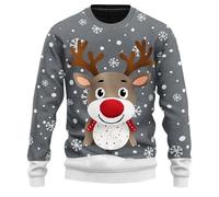 Pull Noel Homme Grande Taille, Pull Homme Hiver Manches Longues Col Rond Tricot Chaud Sweater Chic Et Élégants Décontracté Noël Imprimé Pullover Classiques Doux Coupe Ample Rigolo Fête Chandail