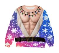 Pull Noel Homme Impression Noëls Fantaisie Manches Longues Moche de Noël | Pullover Grande Taille Sweat à col Rond à l'humour décalé idéal pour les fêtes et réunions