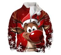 Pull Noel Homme, Pull en Laine Col Montant Hommes, Sweatshirts Moche de Noels, Imprimé Noël, Quart Zip, Cadeau Noel Hommes Ugly Christmas Jumper Manches Fantaisie Noëls Longues Xmas Polo