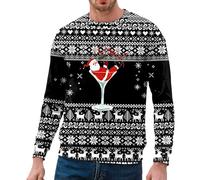 Pull Noel Homme Sweat Homme Pull Noel Moche Agréable à Porter Sweat À Capuche Imprimé Noël Joli Automne Hiver Tendance Chaleureuse Casual