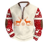 Pull Noel Homme Sweat Homme Pull Noel Moche pour Lui Elle Sweat Imprimé Noël Coupe Large Demi-Zip Grande Taille Hiver