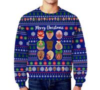 Pull Noel Homme Sweat Homme Pull Noel Moche Sweat Noël Drôle Motif Secret Manches Longues À Capuche Ample