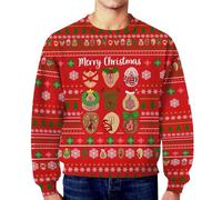 Pull Noel Homme Sweat Homme Pull Noel Moche Sweat Noël Drôle Motif Secret Manches Longues À Capuche Ample