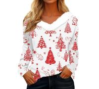 Pull Noel Moche,Robe De Noël Femme Original Rigolo Chemise Lumineux Chic Drole Moche Vetement Pull De Noel Famille,Grande Taille Christmas Couple Ugly Chemisier Blanc 3XL