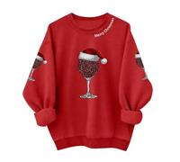 Pull NoëL Moche,Sweat-Shirt sans Capuche décontracté pour Femme Design imprimé Noël Mignon et Confortable Manches Longues Rond Parfait pour Le Quotidien et Les Sorties (Red, M)