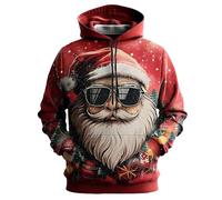 Pull Noel pour Homme Pull Grande Taille Sweat Capuche, Sweats Impression 3D À Manches Longues Pulls Homme À Capuche Noël Coupe Ample Confortable Atmosphère De Christmas Famille