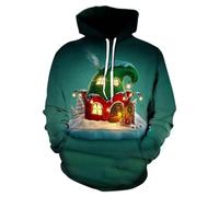 Pull Noel pour Homme Ugly Christmas Sweater Sweat Oversize, Sweats Impression 3D À Manches Longues Pulls Homme À Capuche Noël Coupe Ample Confortable Atmosphère De Christmas Famille