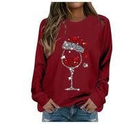 Pull Noel Rigolo Femme Pull Noel Famille Sweat Polaire Hiver Chaud, Éléments De Christmas Imprimé De Façon Excentrique Col Rond Manches Longues Décontracté Sweatshirt Doux Et Confortable Pullover