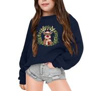 Pull Noel, Robe Pull De Noel Fille, Sweat à capuche enfant manches longues col rond pour saison automne hiver avec imprimé festif de Noël garçons filles manteau polaire chaud confortable idéal cadeau